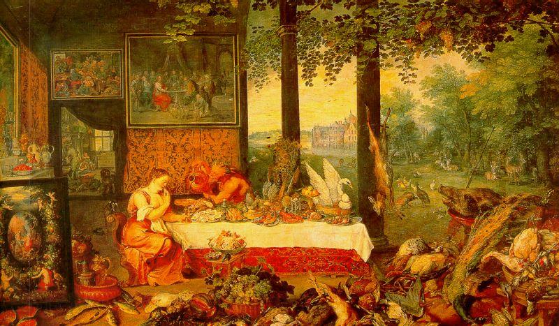 Jan Brueghel The Sense of Taste Norge oil painting art